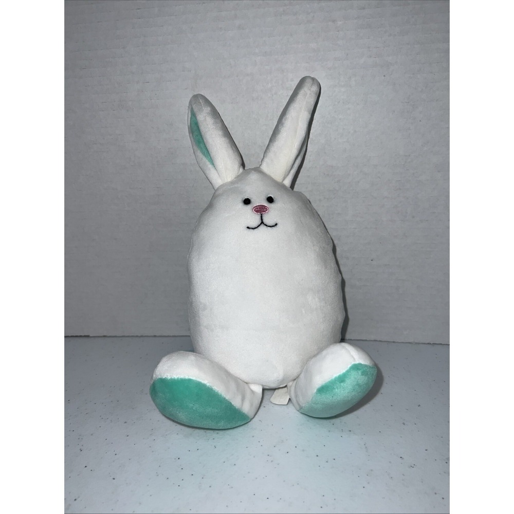 Douglas PEGG the Eggie White Bunny Rabbit 10" Round Plush Stuffed Animal Easter